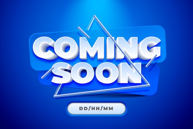 Realistic coming soon blue background