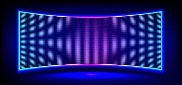 Realistic concave LED screen on wall or stage