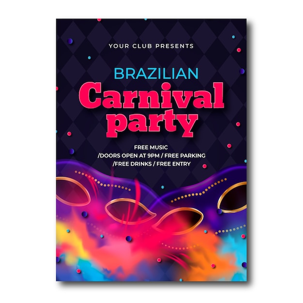 Realistic concept for brazilian carnival flyer template