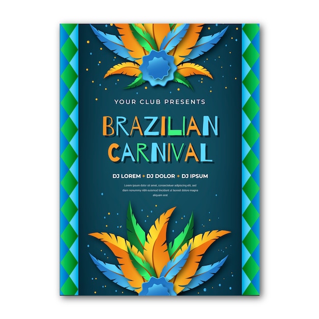 Concetto realistico per il modello di poster di carnevale brasiliano