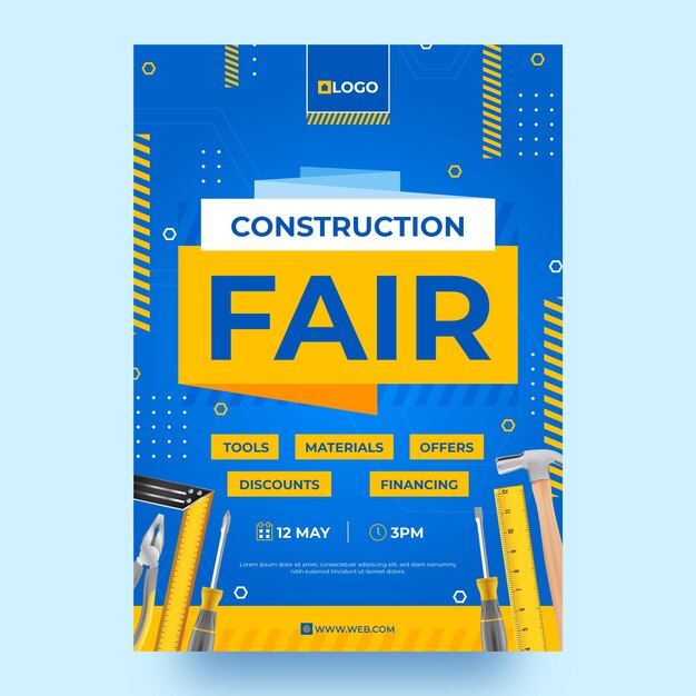 Free vector realistic construction project poster