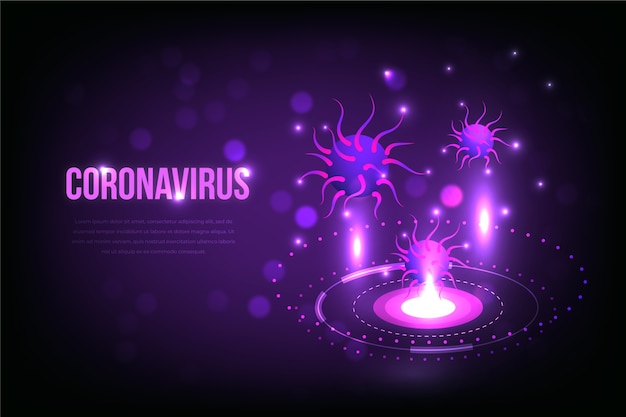 Realistic coronavirus hologram background