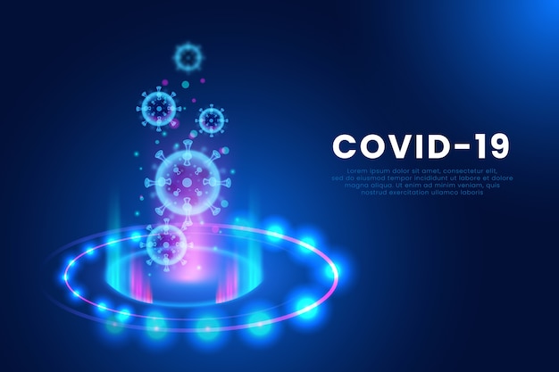 Realistic coronavirus hologram background