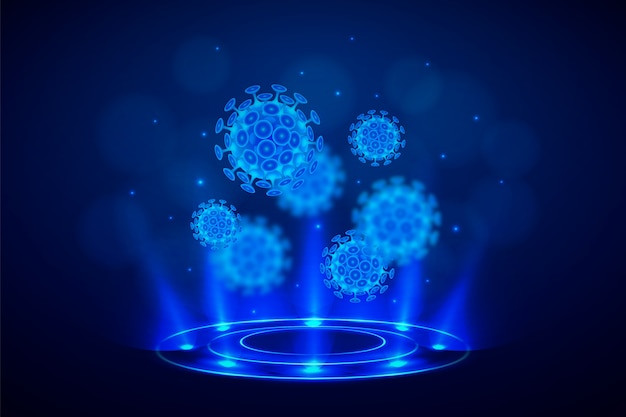 Realistic coronavirus hologram background