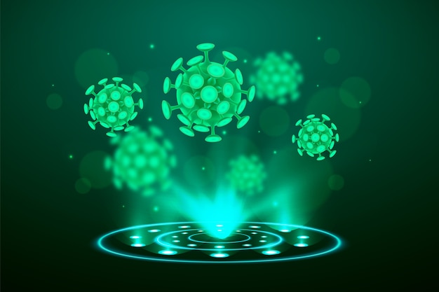 Realistic coronavirus hologram background