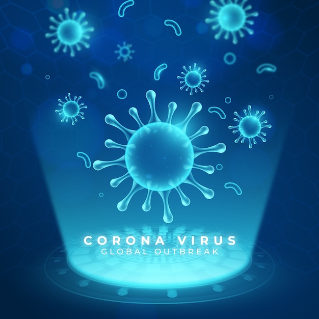 Free vector realistic coronavirus hologram background