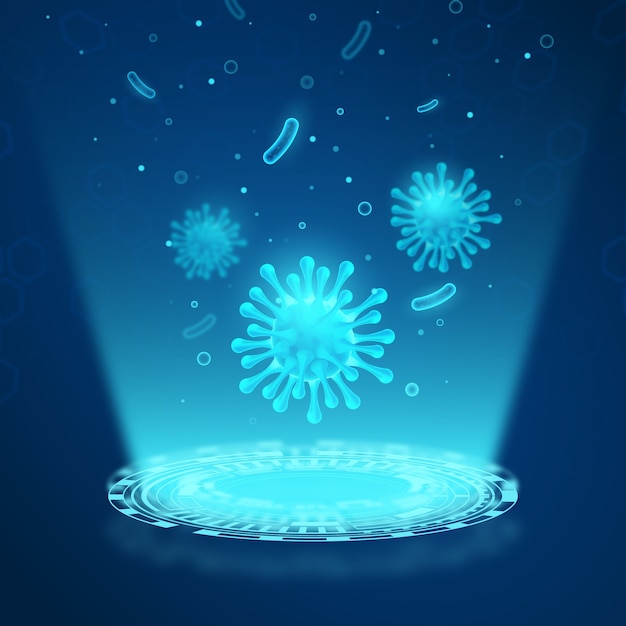 Realistic coronavirus hologram background