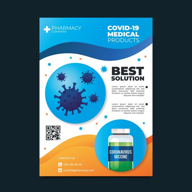 Realistic coronavirus medical products flyer template