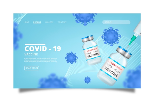 Free vector realistic coronavirus vaccine landing page