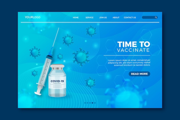 Realistic coronavirus vaccine landing page