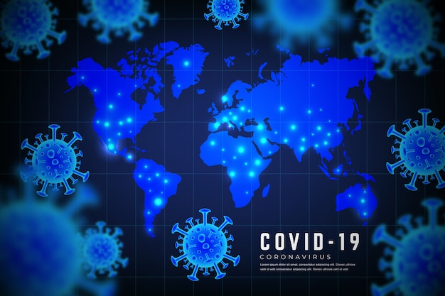 Realistic coronavirus with map concept