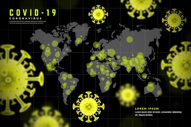 Vettore gratuito coronavirus realistico con tema cartografico