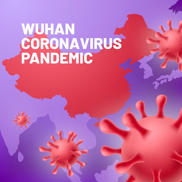 Vettore gratuito coronavirus realistico con mappa