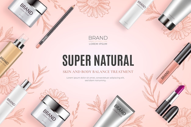 Free vector realistic cosmetic background with beauty products