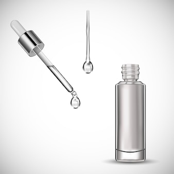 Premium Vector | Realistic cosmetic bottle serum and water drop