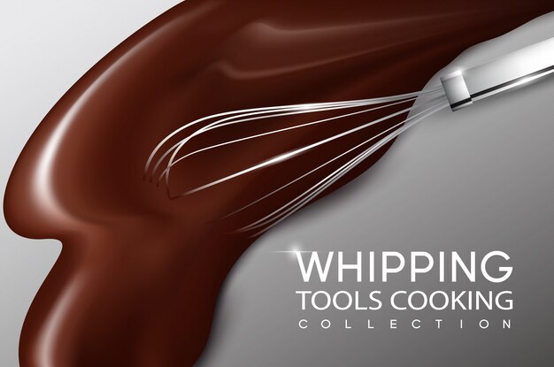 Realistic Cream Whipping Process Concept