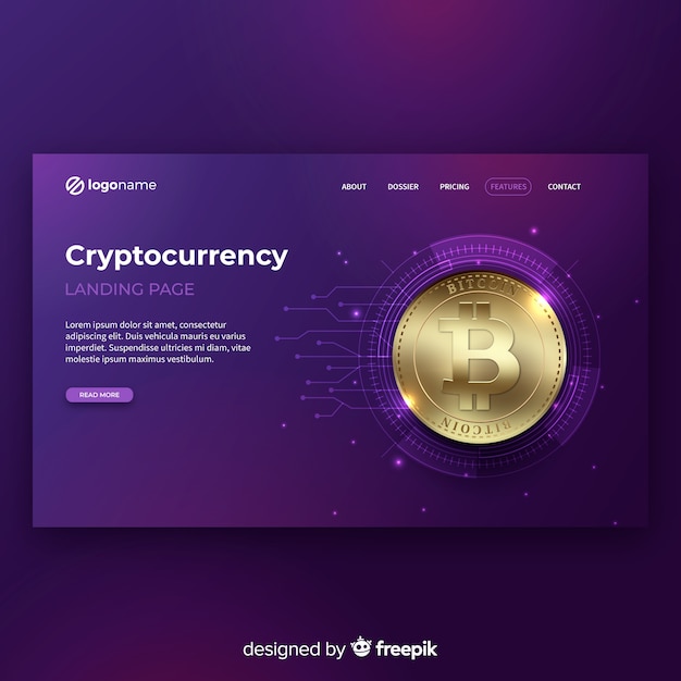 Free vector realistic cryptocurrency landing page template