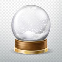 Realistic crystal globe set with fallen snow