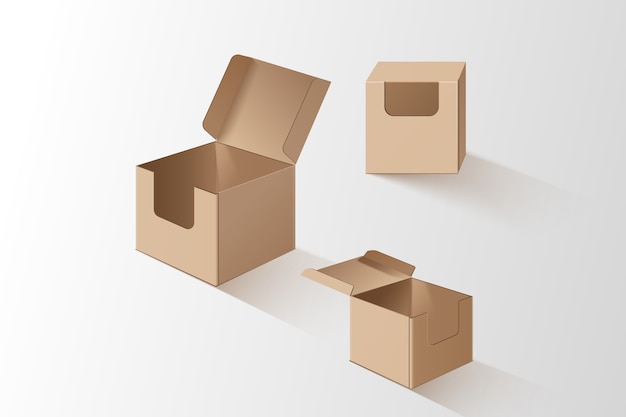 Реалистичный дизайн макета кубической коробки