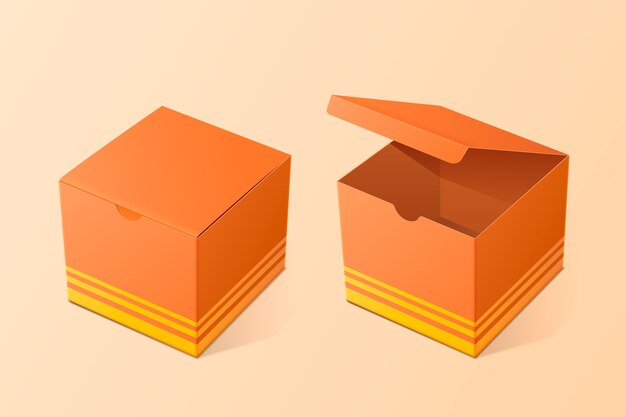 Realistic cube box mockup design