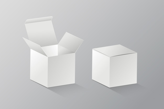 Realistic cube box mockup