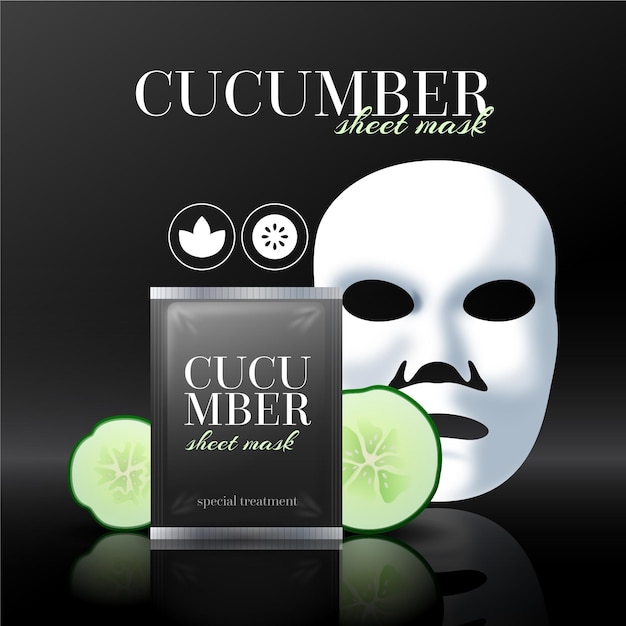 Free vector realistic cucumber sheet mask ad