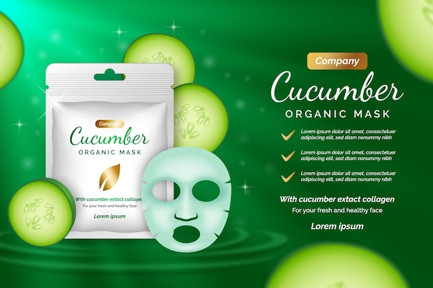 Realistic cucumber sheet mask ad