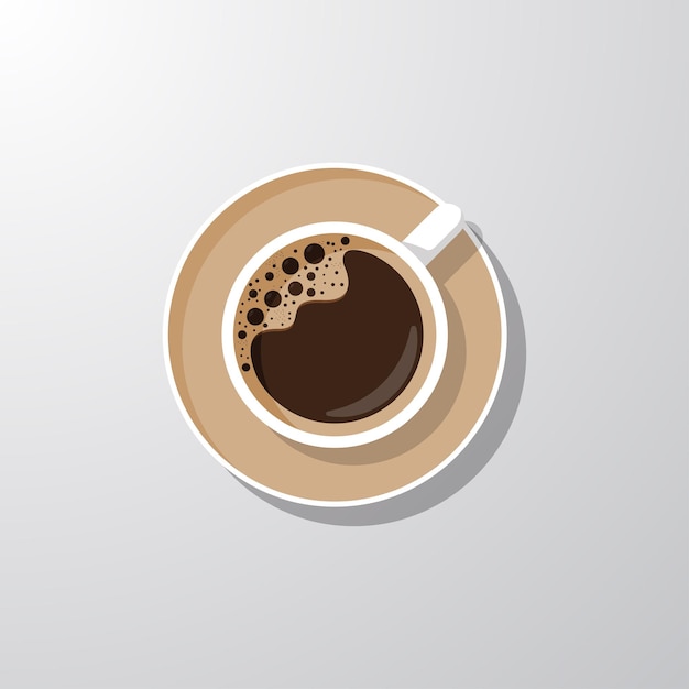 Realistic cup of coffee top view