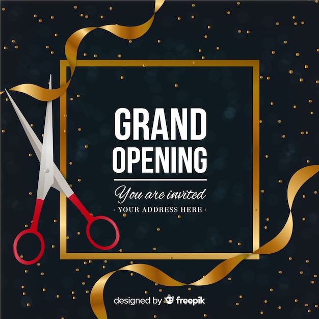 Free vector realistic cut ribbon grand opening background