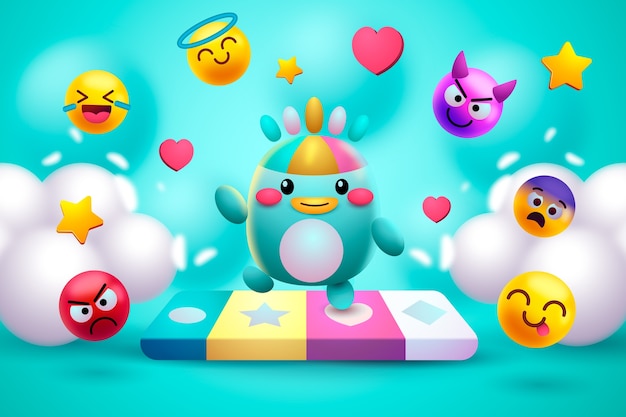 Realistic cute emoji background