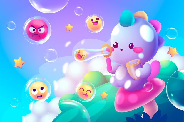 Realistic cute emoji background