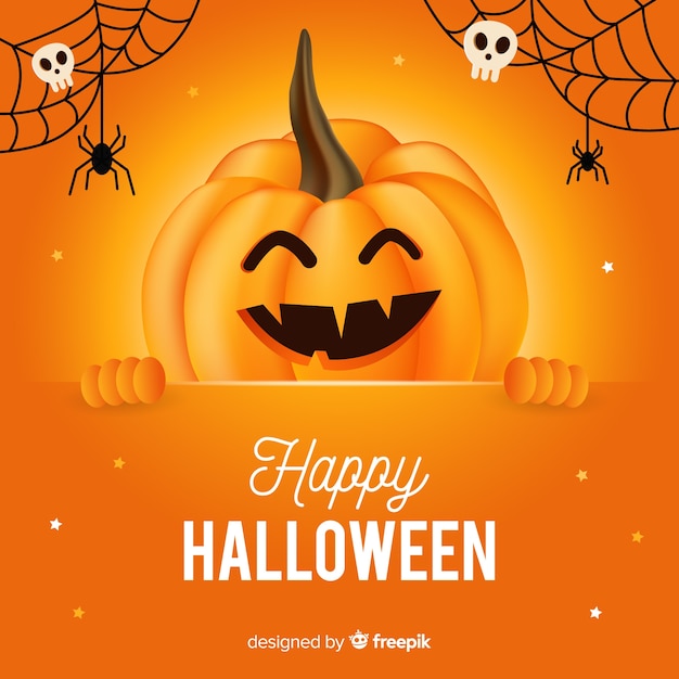 Free vector realistic cute halloween orange pumpkin