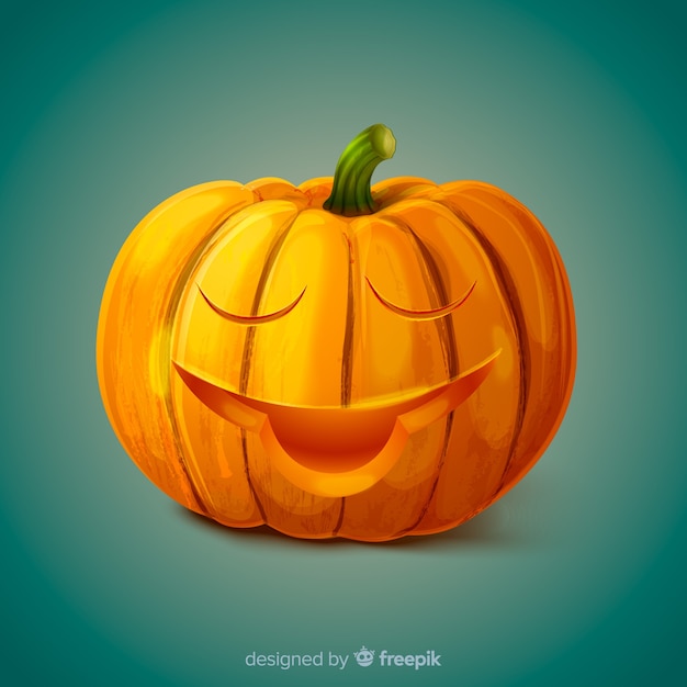 Vettore gratuito zucca di halloween carina realistica