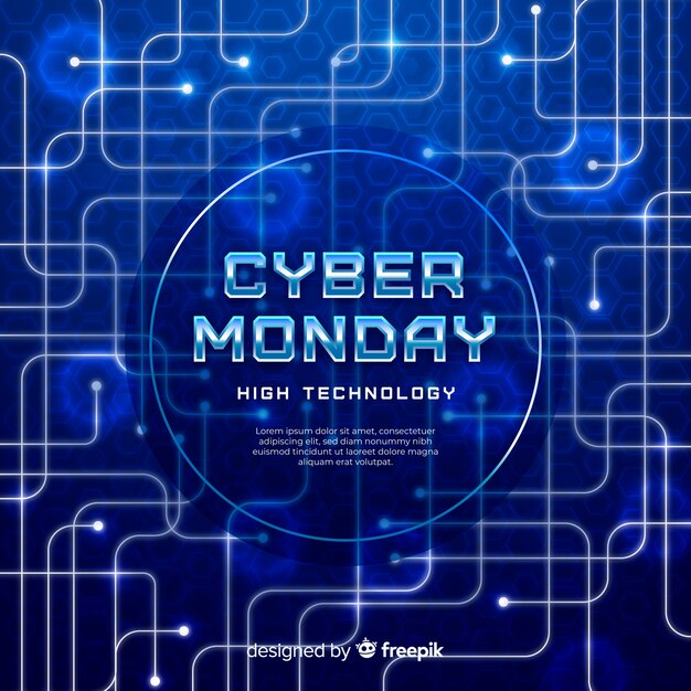 Realistic cyber monday background