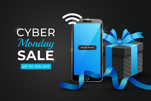 Realistic cyber monday background