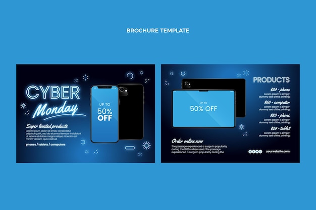 Realistic cyber monday brochure template