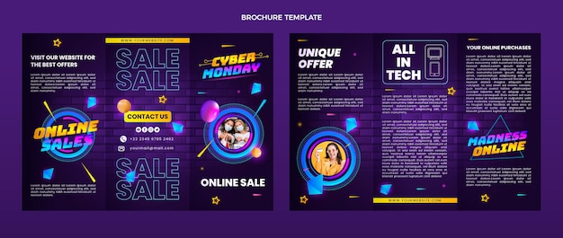 Vettore gratuito modello di brochure realistico del cyber lunedì