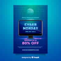 Free vector realistic cyber monday flyer template