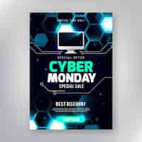 Free vector realistic cyber monday flyer template