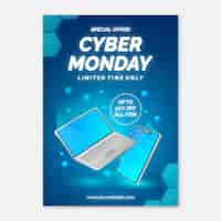 Free vector realistic cyber monday flyer template