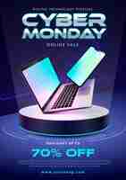 Free vector realistic cyber monday flyer template