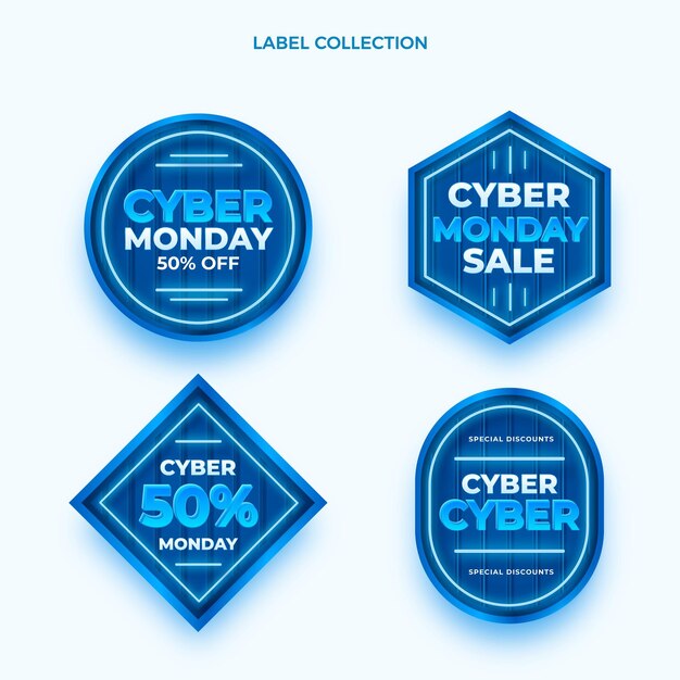 Free vector realistic cyber monday labels collection