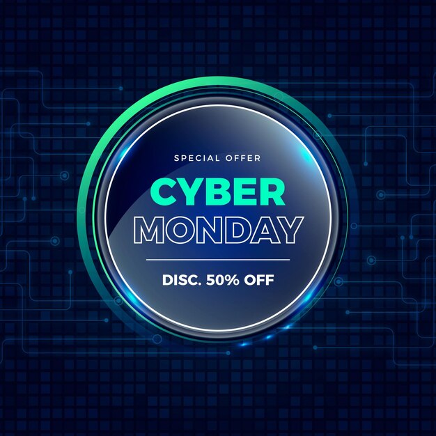 Realistic cyber monday labels collection