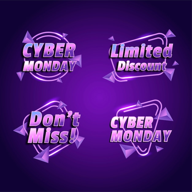 Free vector realistic cyber monday labels collection