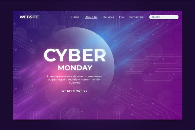 Realistic cyber monday landing page template