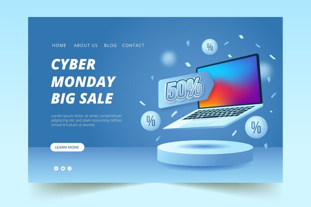 現実的なサイバーマンデーのランディングページテンプレート