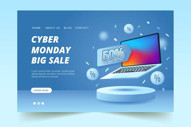 現実的なサイバーマンデーのランディングページテンプレート