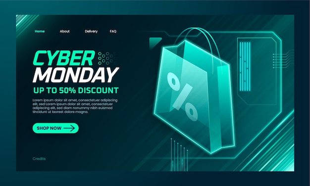 Realistic cyber monday landing page