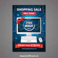 Free vector realistic cyber monday poster template