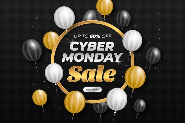 Realistic cyber monday sale background